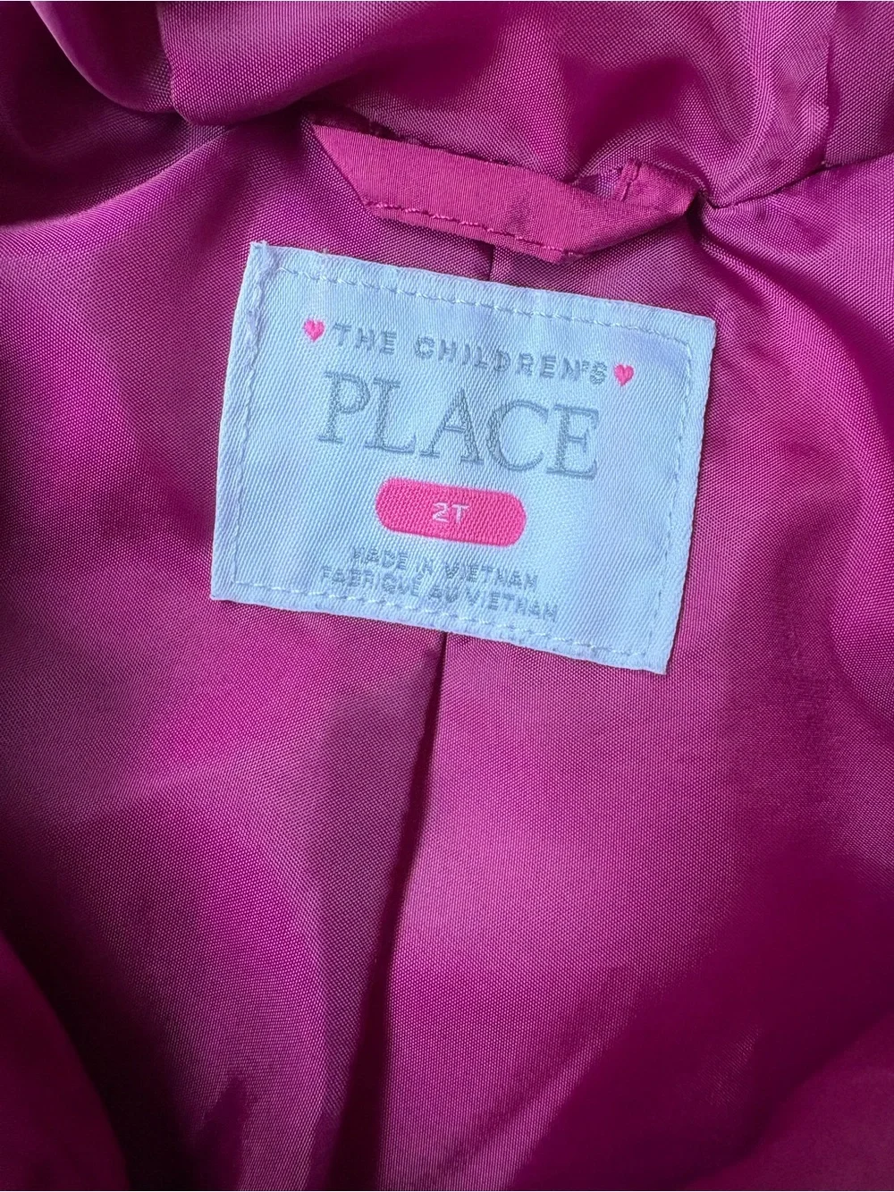 The Children's Place Magenta Hooded Puffer Jacket